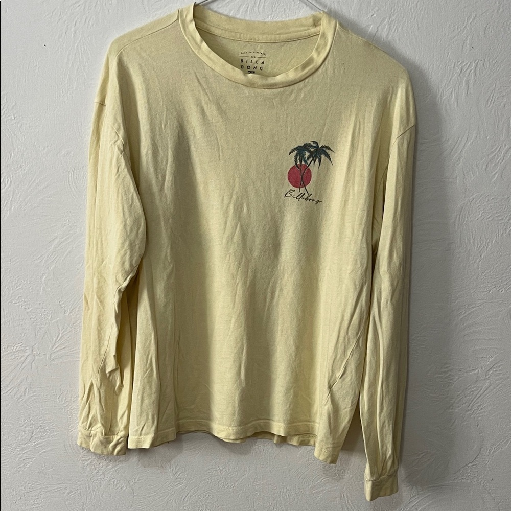 Sold Billabong light Yellow Long Sleeve with Palm Graphic women’s small